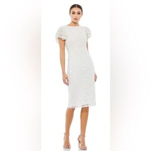 Mac Duggal 10827 Ruffle Sleeve Embellished Dress, size 20, white